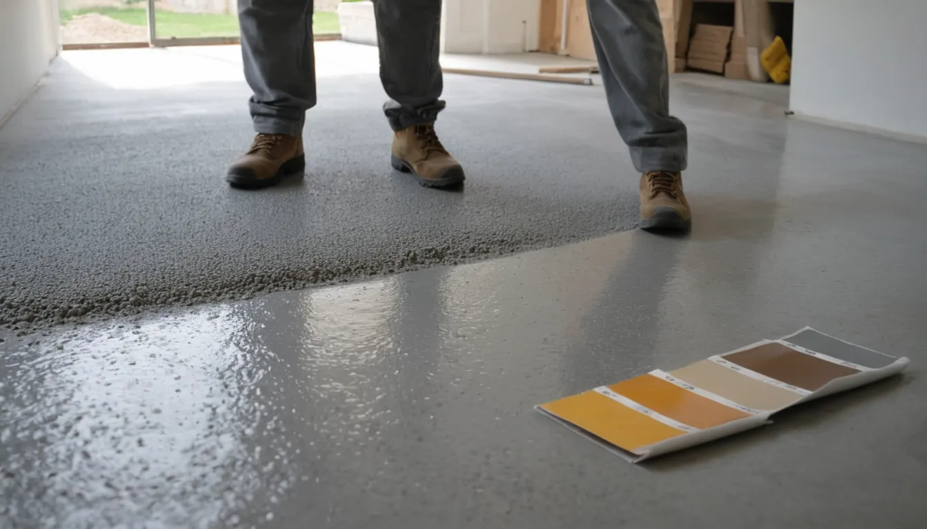 Provider applying a coating to a concrete floor in a home near Bothell